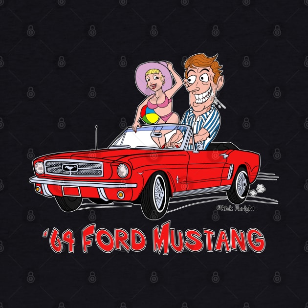 1964 Red Ford Mustang Cartoon by AceToons